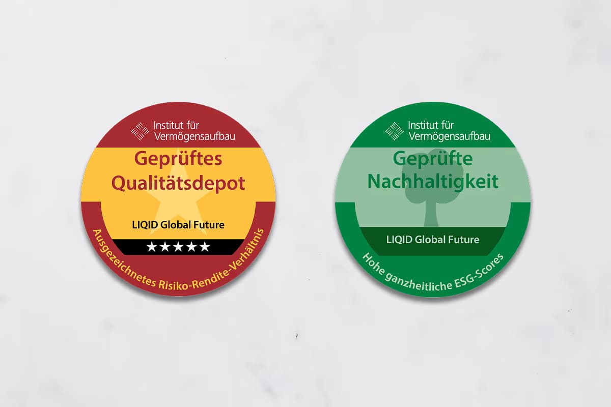 Zwei Zertifikate des Instituts für Vermögensaufbau in Rot und Grün